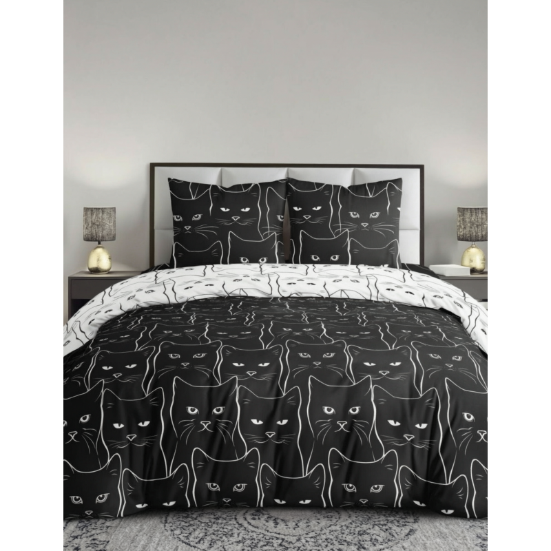 Black and White Cats Bed Linen Set