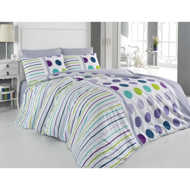 Постельное бельё Majoli ранфорс Pera v3 Lila  200x220