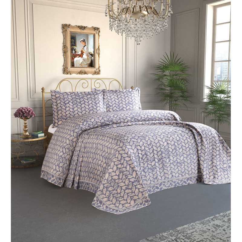 Покрывало Tropik Home Pandora Leaves Navy Blue 1229-9 240x260
