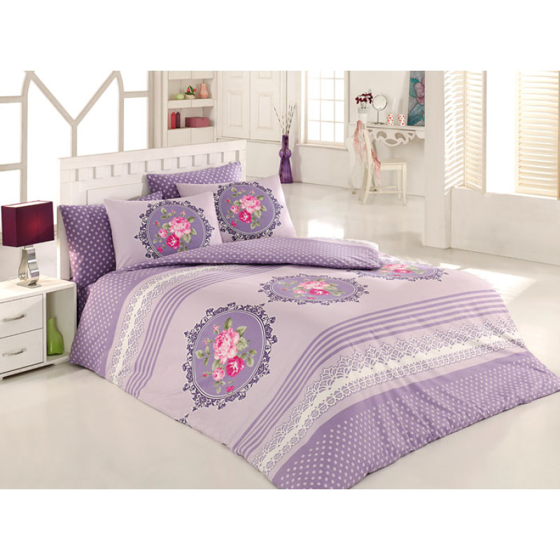 Постельное белье Majoli ранфорс Крайн v3 Лила 200x220
