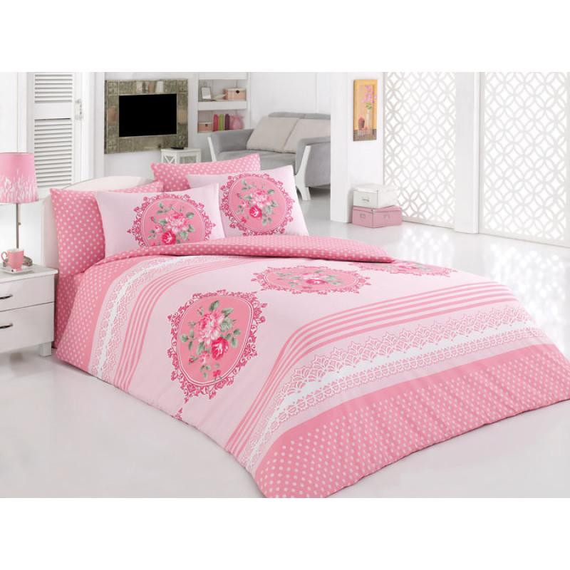 Постельное белье Majoli ранфорс Krayn v1 Pembe 200x220
