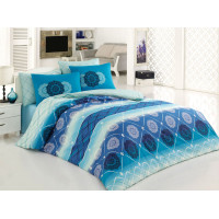 Постельное бельё Majoli ранфорс Oryantal v5 Mavi  200x220