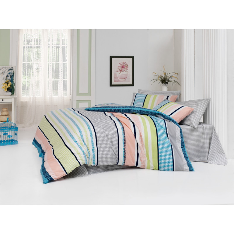 Постельное бельё Majoli ранфорс Vanessa v4 Somon 200x220