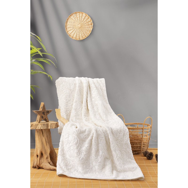 Плед Cotton box Emboss кремовый 220x240
