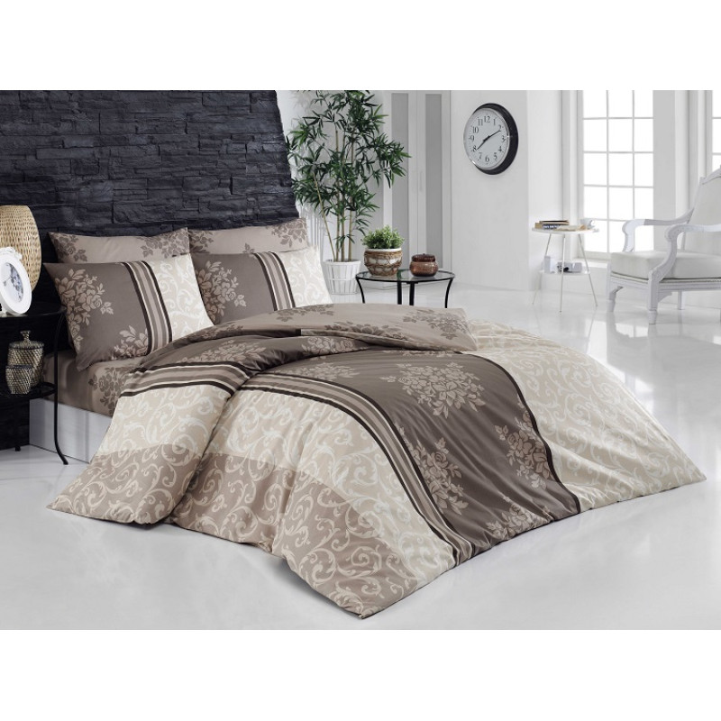 Постельное белье Majoli ранфорс Natura v1 Кофе 200x220
