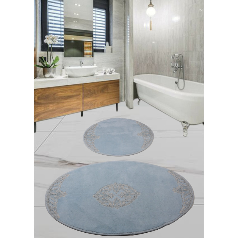 Набор ковриков для ванной комнаты с гипюром Diva Nice L Blue 60*100+50*60

