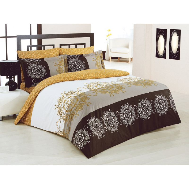 Постельное бельё Majoli ранфорс Valentina v1 Kahve  200x220