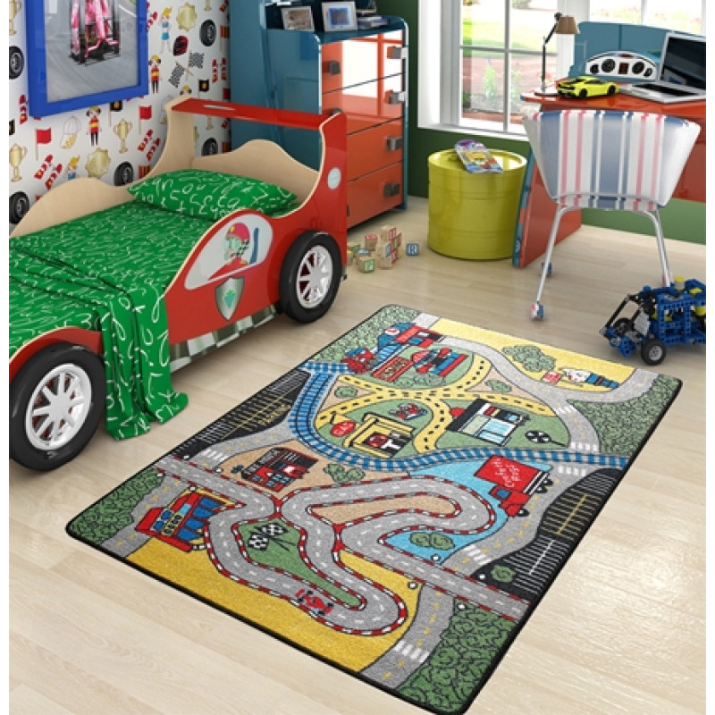 Коврик в детскую комнату Confetti Race Yesil 100x150
