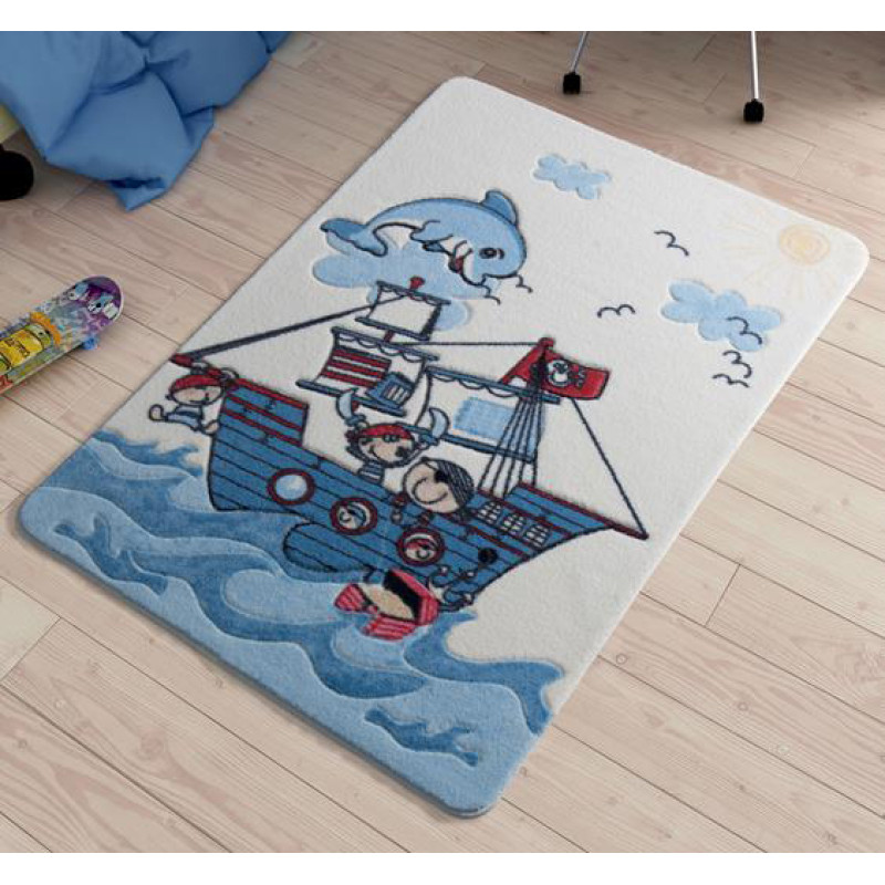 Коврик в детскую комнату Конфетти Улыбающийся Дельфин Синий
