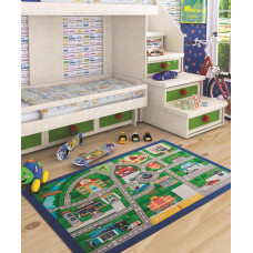 Коврик в детскую комнату Confetti Traffic Lanes Зеленый 100x150
