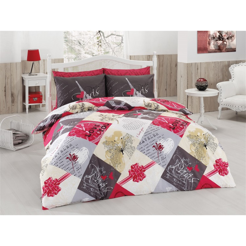 Постельное бельё Majoli ранфорс Parisienne v1 Fusya  200x220