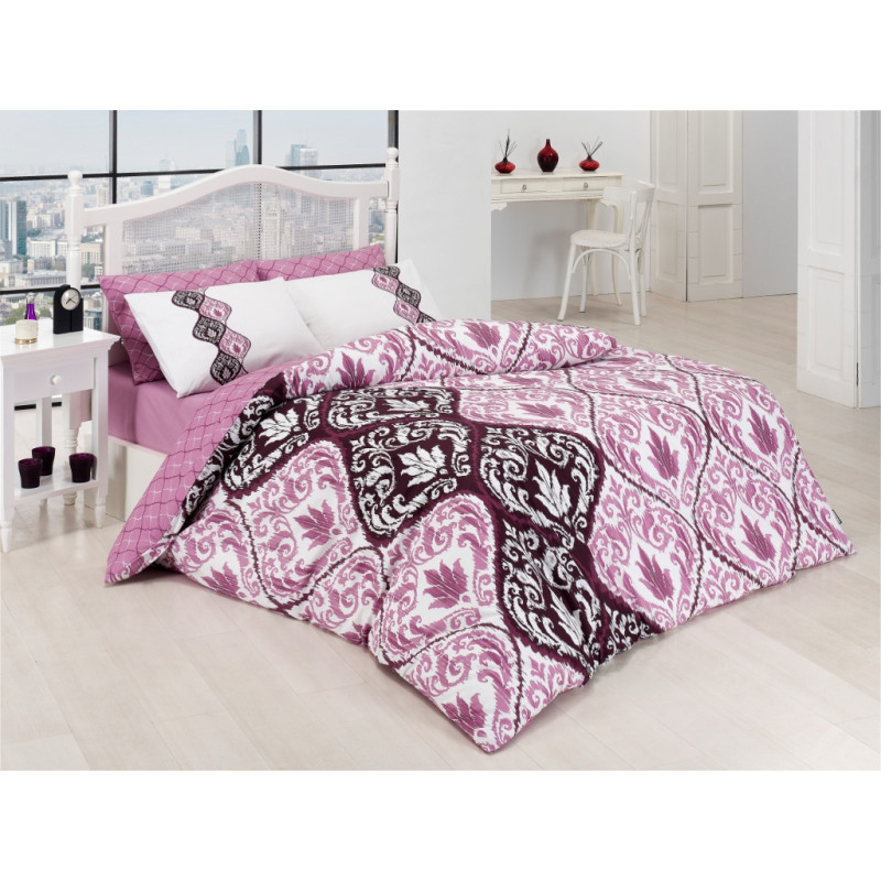 Постельное белье Majoli ранфорс Barok v2 Pembe 200x220
