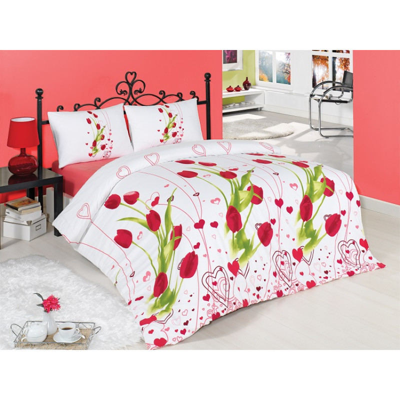 Постельное белье Majoli ранфорс Sine v2 Красный 200x220
