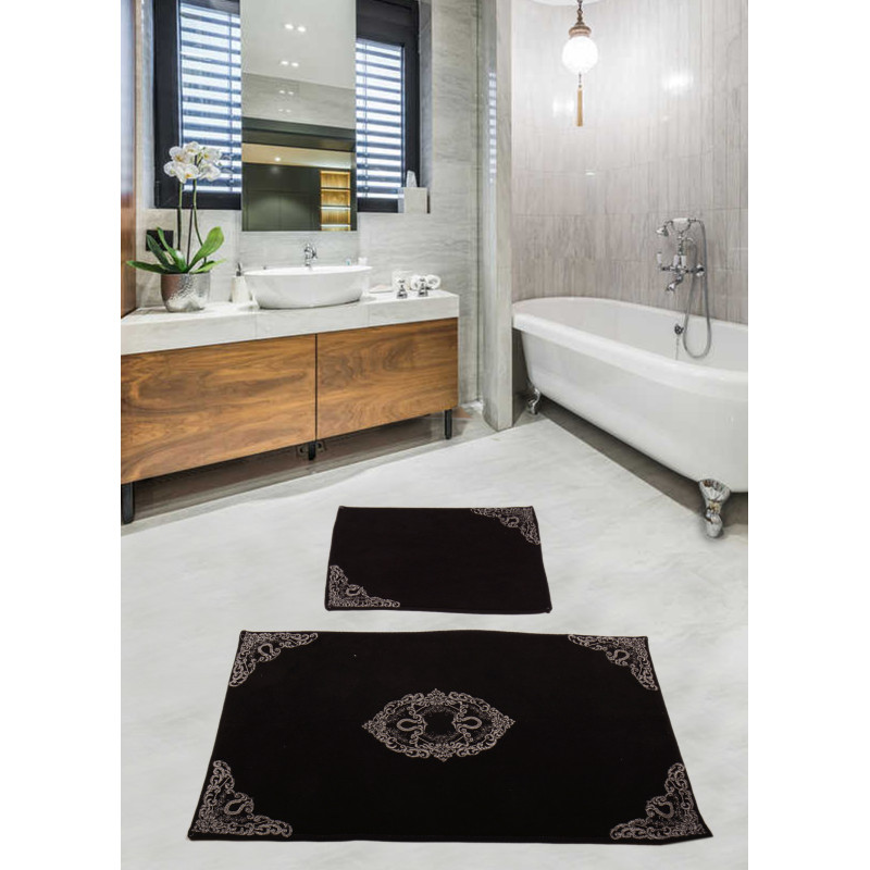 Набор ковриков для ванной комнаты с гипюром Diva Pretty Black 60*100+50*60
