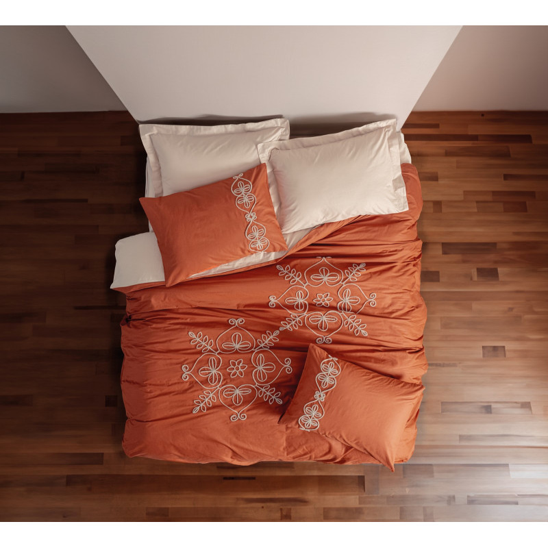 Комплект постільної білизни Cotton Box з вишивкою Tiva Bej  200x220