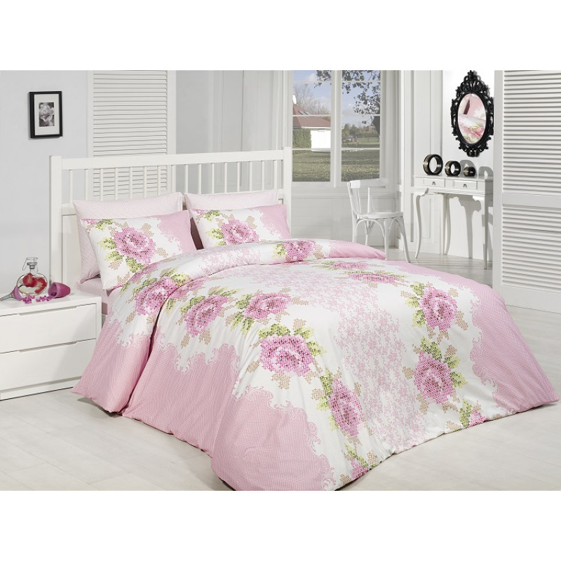 Постельное белье Majoli ранфорс Melis v1 Розовое 200x220
