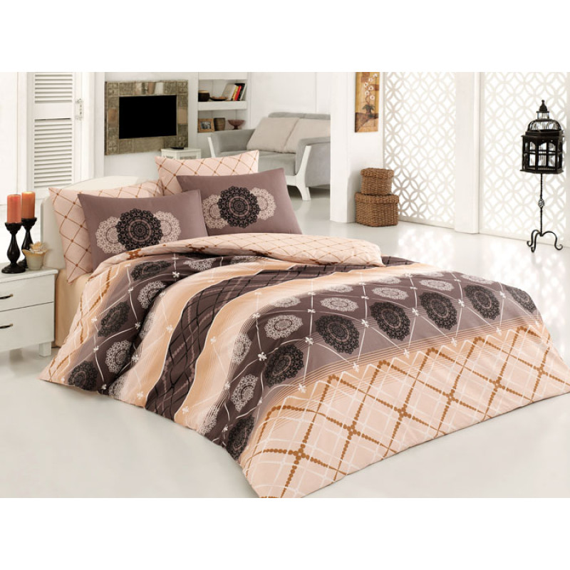 Постельное белье Majoli ранфорс Oryantal v4 Кофе 200x220
