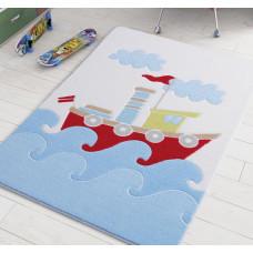 Коврик в детскую комнату Confetti Baby Ship Blue  —  This translates directly as:

Коврик в детскую комнату Confetti Baby Ship Blue

There's no need for changes as it's already in a format easily understood in Russian.  The brand name 