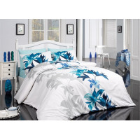 Постельное белье Majoli ранфорс Tuval v3 Mavi 200x220
