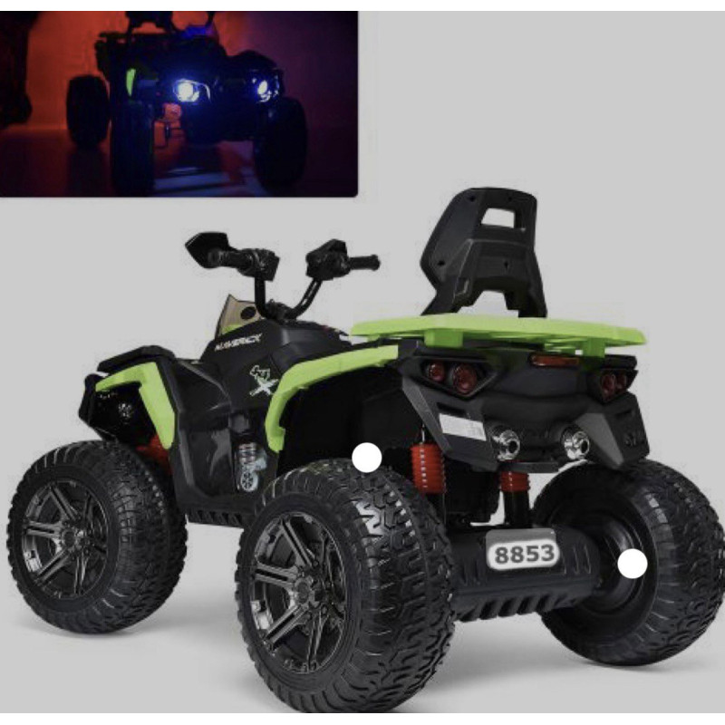 Дитячий квадроцикл MAVERICK LQ 8853: 8 км/год, 180W, 4x4, EVA-колеса, амортизатори - ЧОРНО-ЗЕЛЕНИЙ