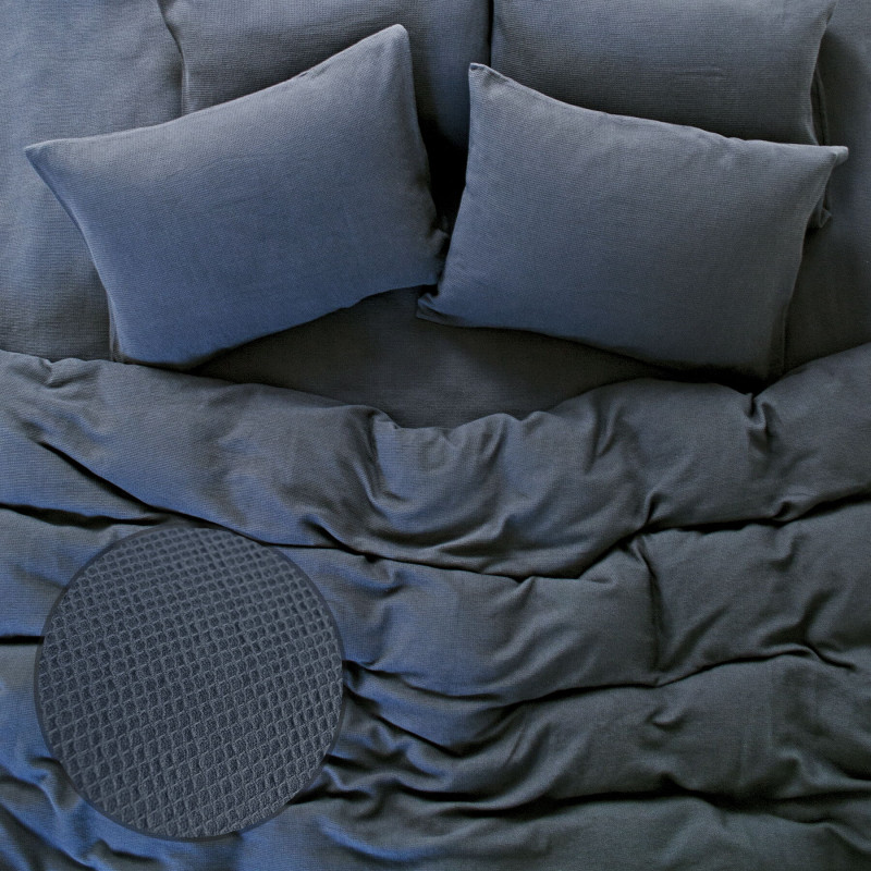 Постільна білизна вафельне Barine - Waffle indigo індиго євро