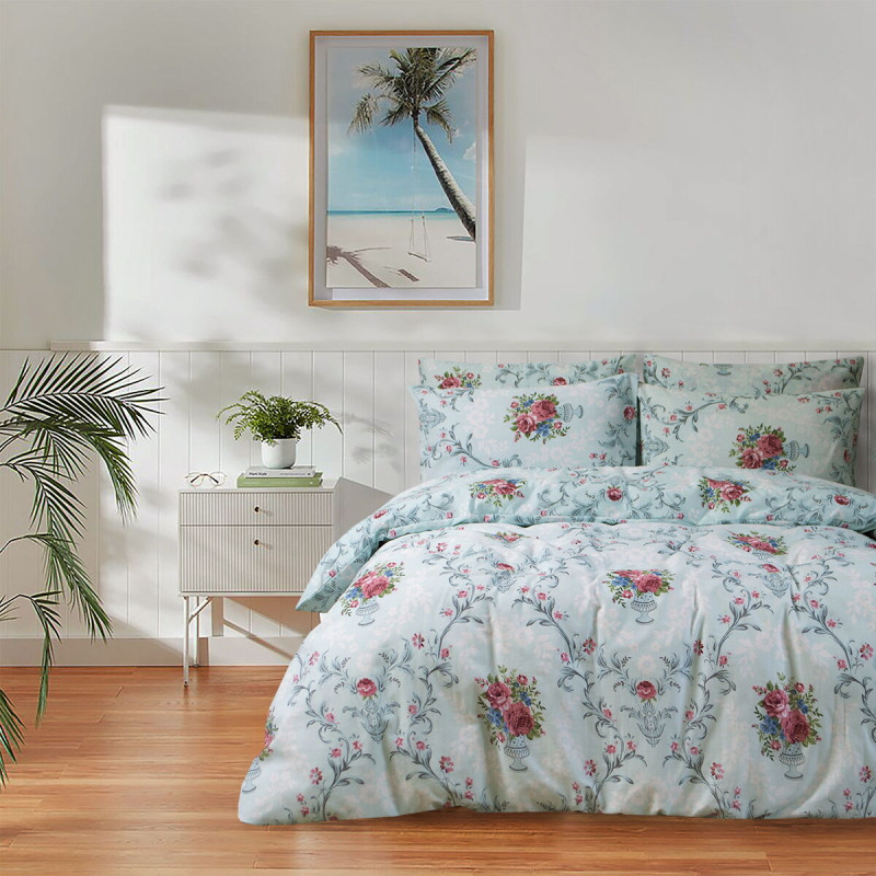 Постільна білизна Iris Home Ranforce - Flavor бірюзовий євро