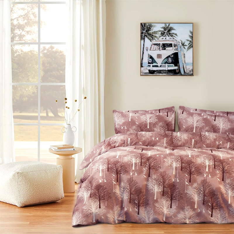 Постільна білизна Iris Home Ranforce - Wood теракотовий сімейний