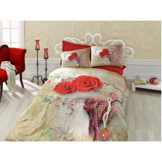 Bed Linen Cotton Box ranfors Greta Kirmizi