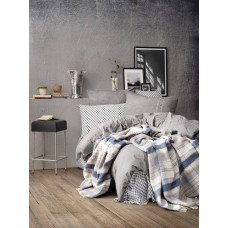 Постельное бельё+плед Cotton Box Denim Gri 200x220