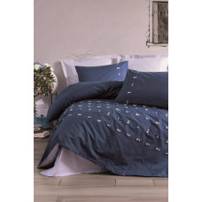 Cotton Box Bed Linen Set with Gina Lacivert Embroidery 200x220