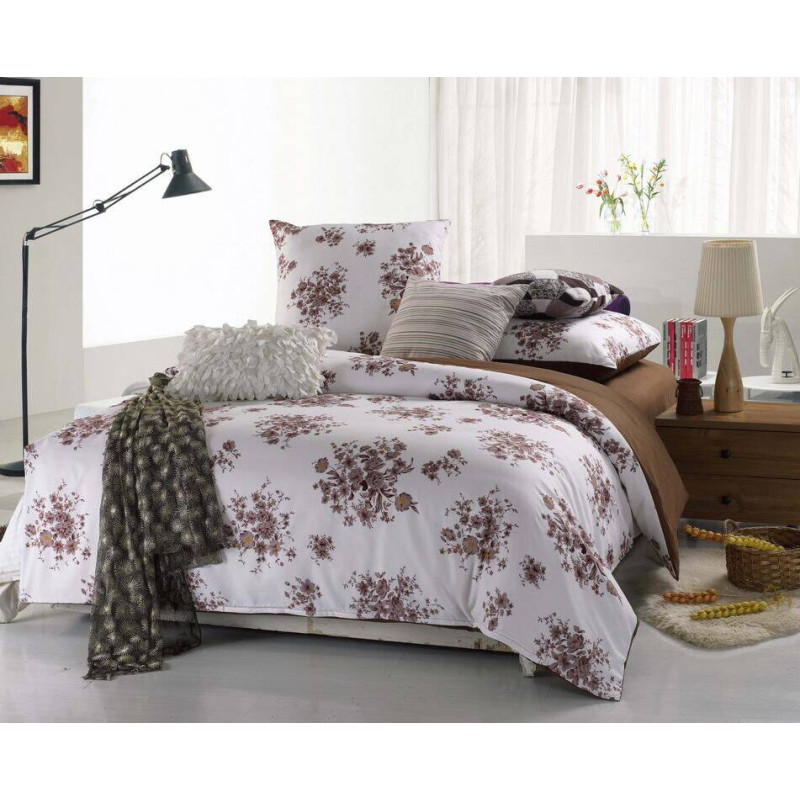 Valtery MP-4 Bed Linen: High-Quality Satin, 100% Cotton, Stylish Design, Set for a Double Bed.