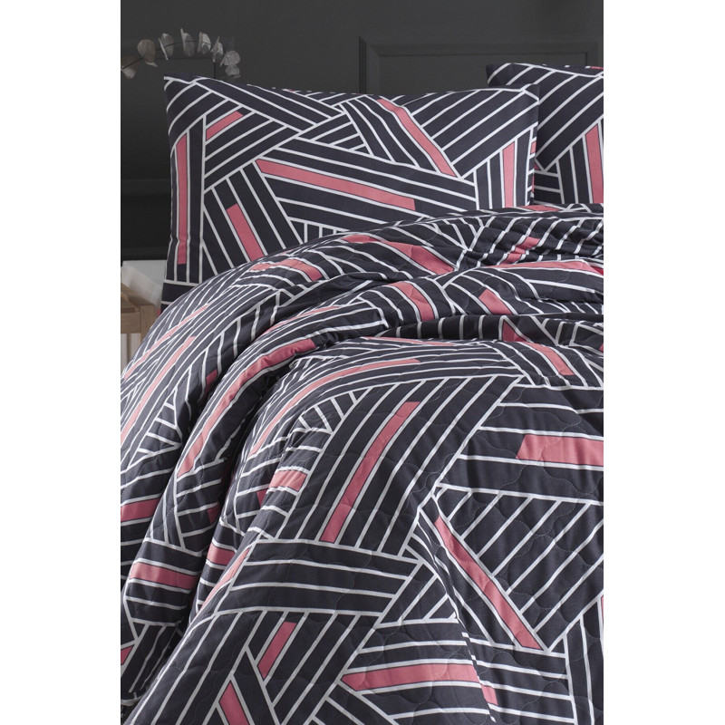 Покривало стьобане з наволочками Enlora Home - Magnolia Antrasit антрацит 240*225