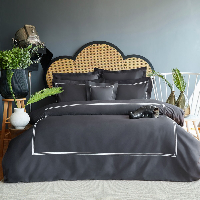 Постільна білизна MieCasa сатин - Milano antrasit-beyaz антрацит-білий євро