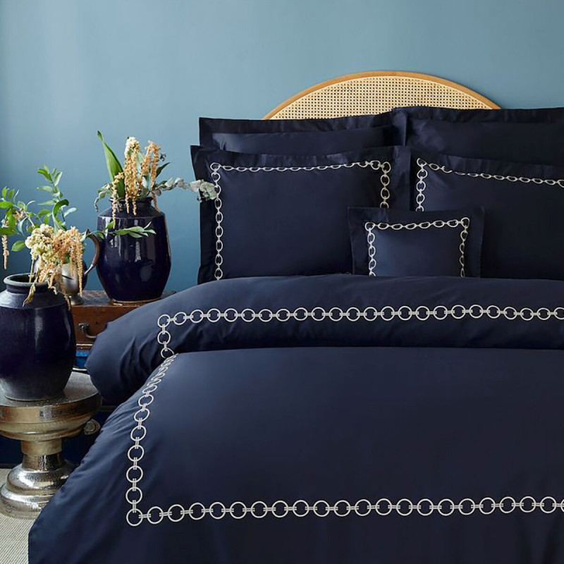 Постільна білизна MieCasa сатин - Circle lacivert-bej синій-бежевий євро