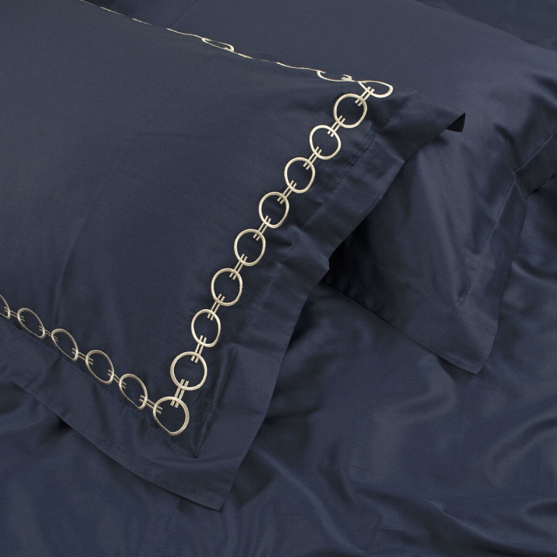 Постільна білизна MieCasa сатин - Circle lacivert-bej синій-бежевий євро