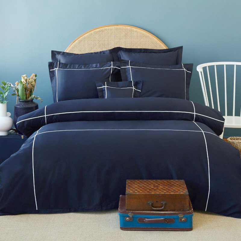 Постільна білизна MieCasa сатин - Plus lacivert-beyaz синій-білий king size