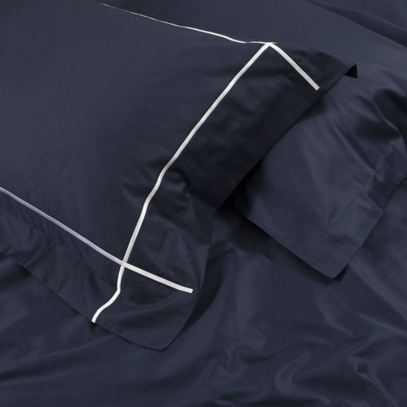 Постільна білизна MieCasa сатин - Plus lacivert-beyaz синій-білий king size