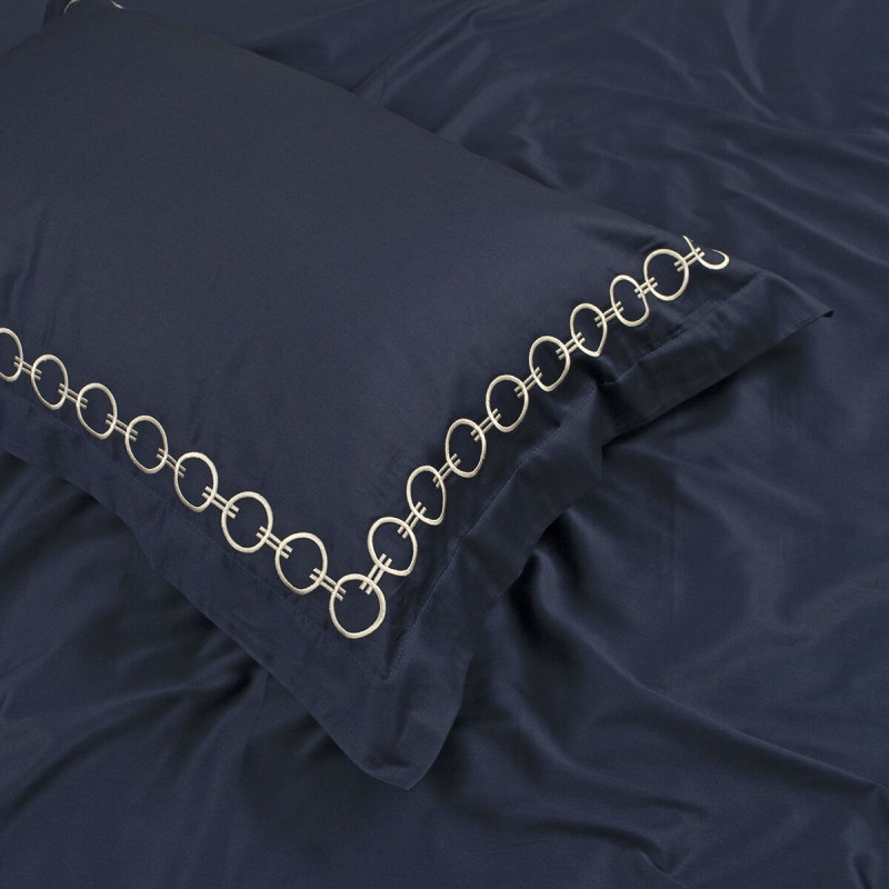 Постільна білизна MieCasa сатин - Circle lacivert-bej синій-бежевий king size