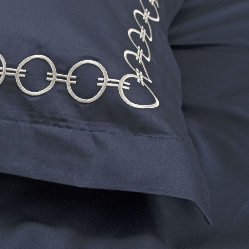 Постільна білизна MieCasa сатин - Circle lacivert-bej синій-бежевий king size