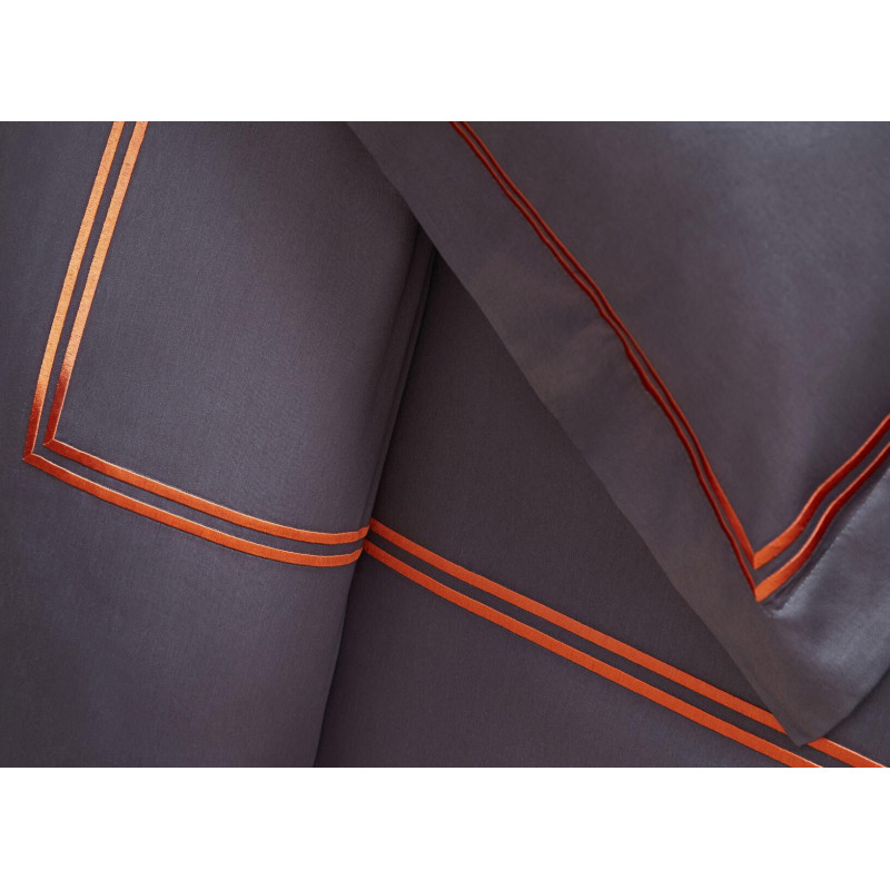 Постільна білизна MieCasa сатин - Milano antrasit-turuncu антрацит-помаранчевий king size