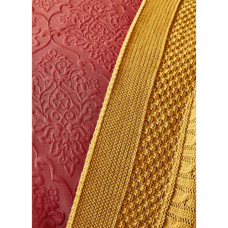 Набір постільна білизна з покривалом + плед Karaca Home - Maryam bordo 2020-1 бордовий євро