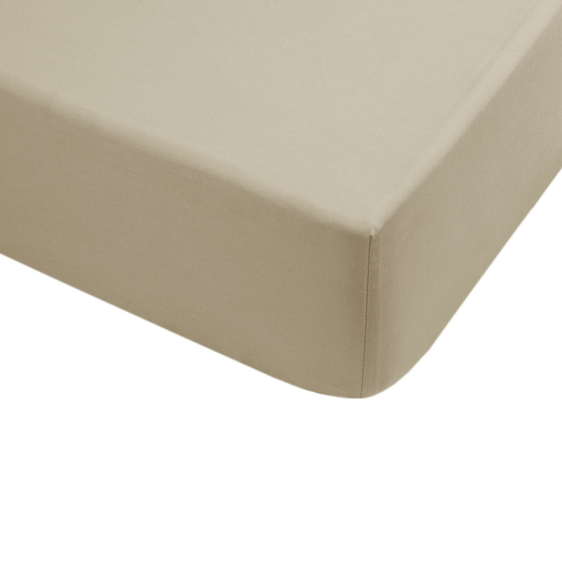 Простирадло на резинці з наволочками сатин premium Lotus Home - Leona бежевий 160*200+50*70 (2)