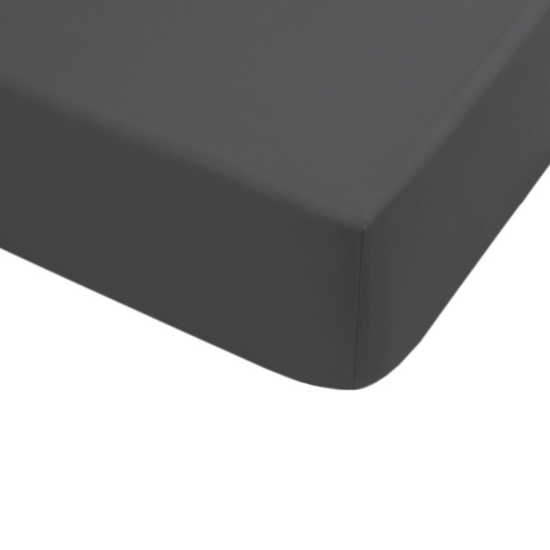 Простирадло на резинці з наволочками сатин premium Lotus Home - Leona антрацит 160*200+50*70 (2)