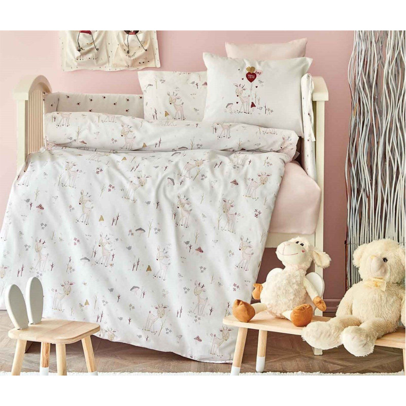 Дитячий набір в ліжечко для немовлят Karaca Home - Doe pembe рожевий (10 предметів)