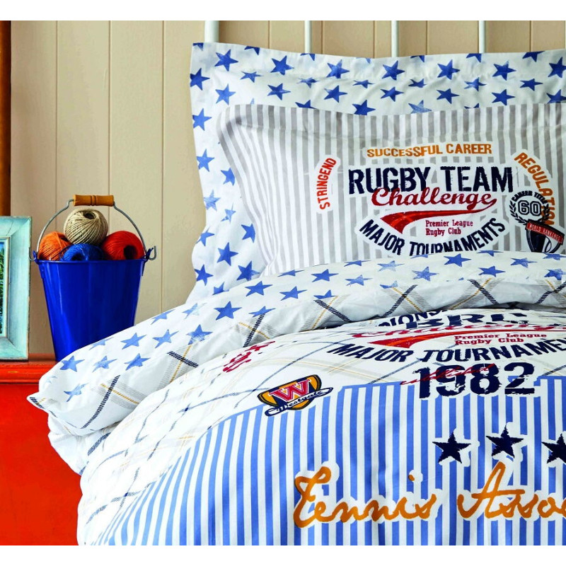 Постільна білизна Karaca Home - Challenge mavi 2020-2 блакитний ранфорс підлітковий