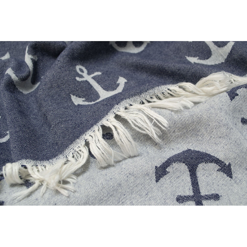 Рушник Lotus Home Pestemal - Anchor 90*160 navy синій