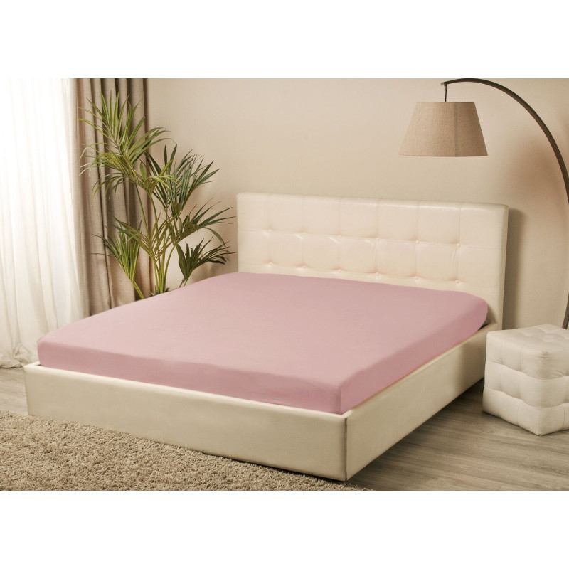 Простирадло трикотажне на резинці Iris Home - Пудровий 160*200+25