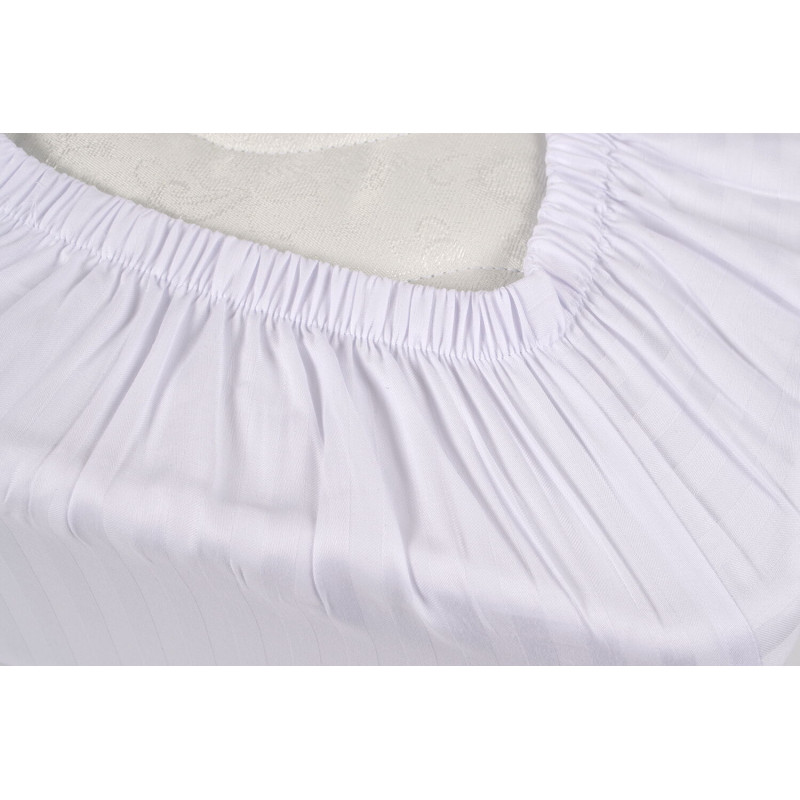 Простирадло Iris Home Готель - Сатин Страйп 1*1 білий 90*200*25 на резинці