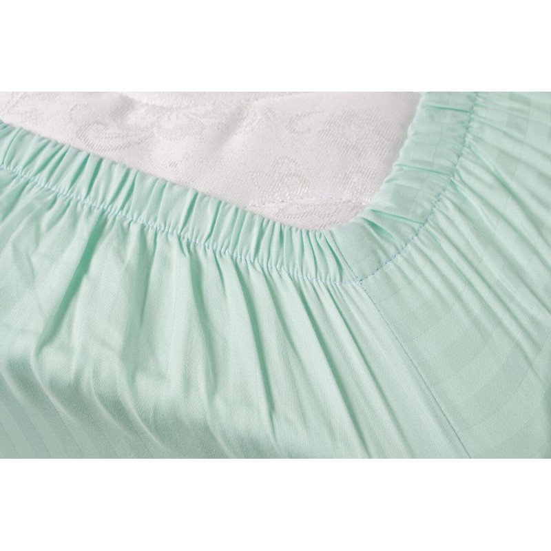 Простирадло Iris Home Готель - Сатин Страйп 1*1 ментоловий 160*200*25 на резинці