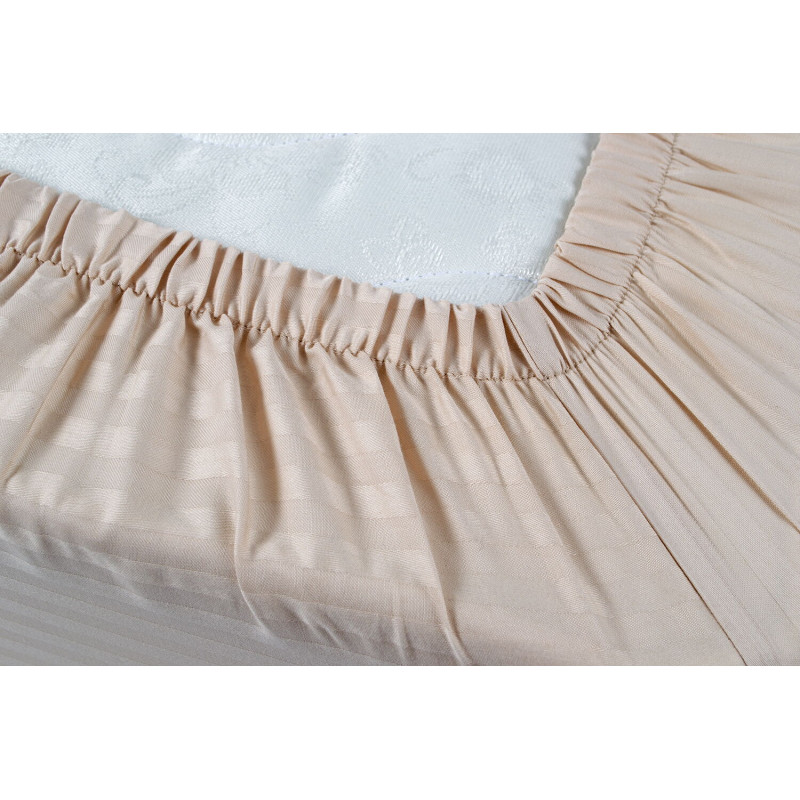 Простирадло Iris Home Готель - Сатин Страйп 1*1 бежевий 160*200*25 на резинці